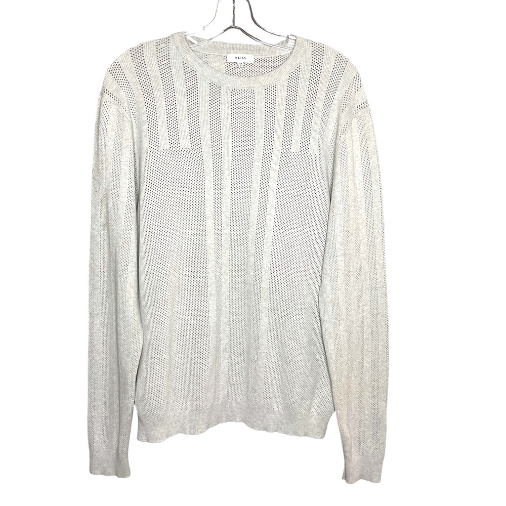 Reiss_Light Grey Crew Neck Textured Knit Graville sweater _Medium